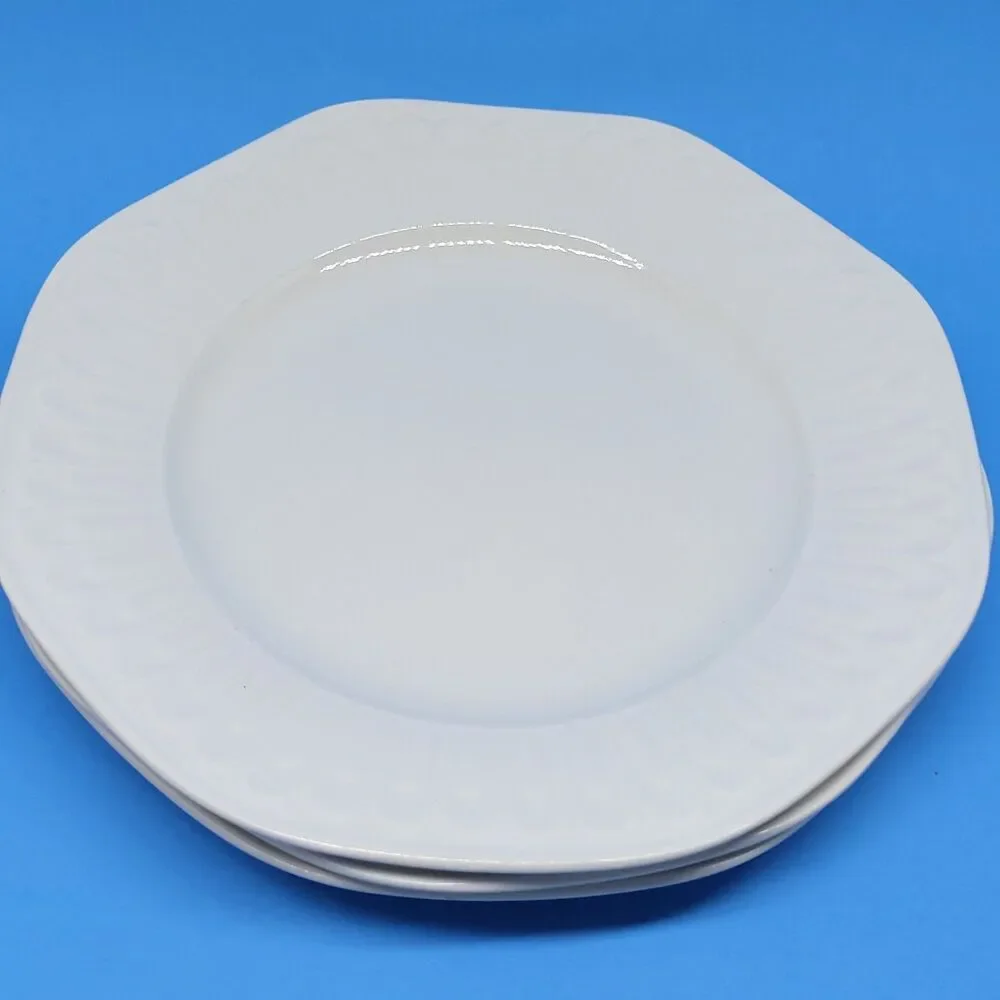 Alegre Santa Clara Arita Ironstone White 8.25” Salad Plates Set of 3